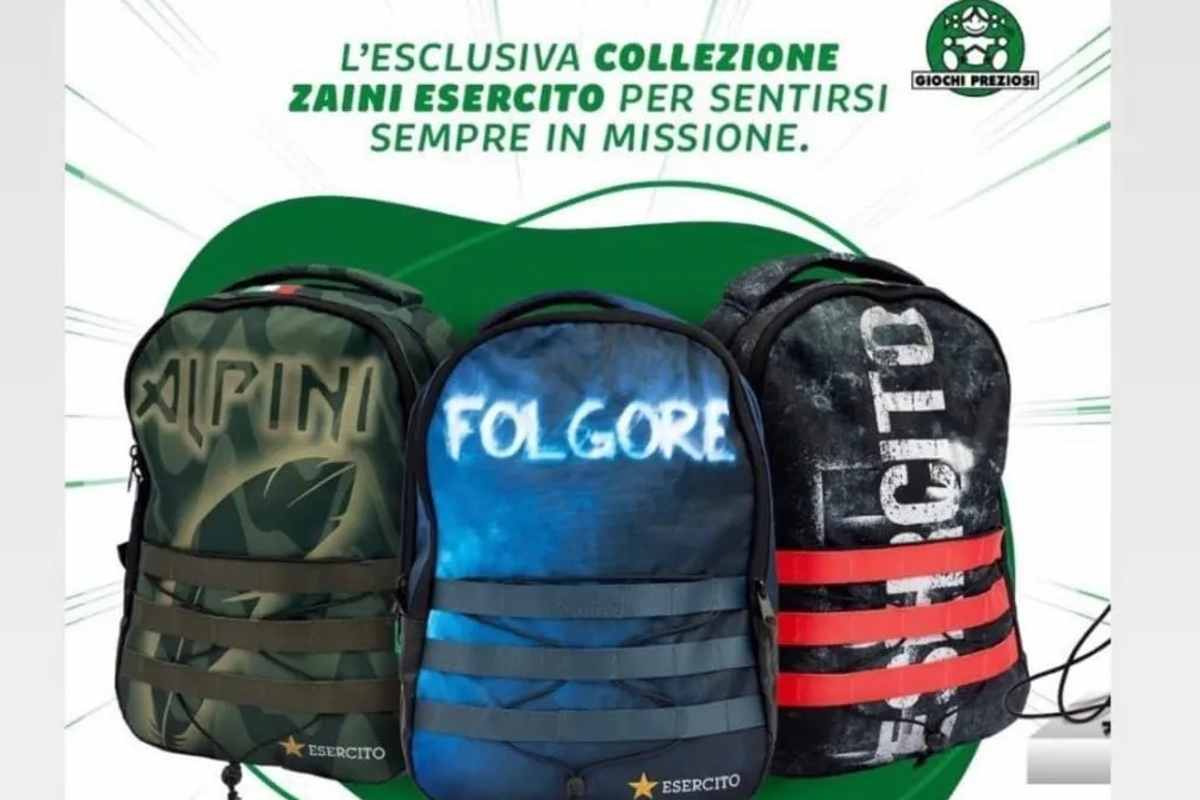 Zaini con scritto “Tutti sull’attenti” e “Per sentirsi in missione” | Giochi Preziosi verso il boicottaggio